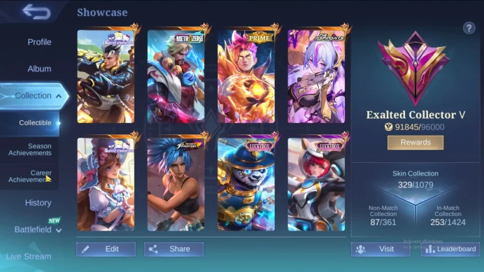 Hero 131|Skin 329|Prime Claude|Aspirants Vexana|KOF Karina|Sanrio Claude Floryn|MetroZero Roger|Luckybox Akai Kimmy ML950B