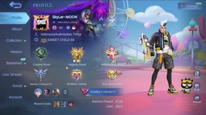 Hero 131|Skin 329|Prime Claude|Aspirants Vexana|KOF Karina|Sanrio Claude Floryn|MetroZero Roger|Luckybox Akai Kimmy ML950B
