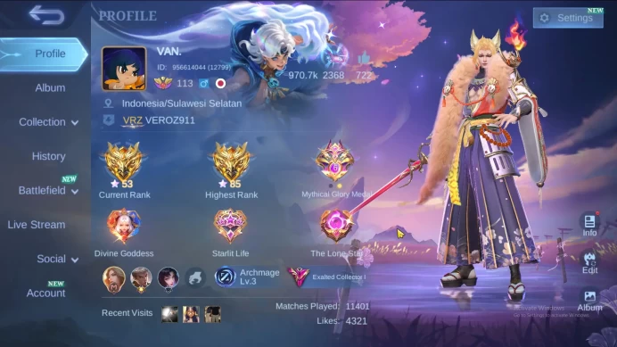 Hero 131|Skin 473|Legend Franco Lunox|11.11 Thamuz|Kishin Densetsu Lance|Naruto Suyou|Prime Granger Claude Yu Zhong ML951B