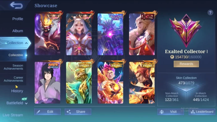 Hero 131|Skin 473|Legend Franco Lunox|11.11 Thamuz|Kishin Densetsu Lance|Naruto Suyou|Prime Granger Claude Yu Zhong ML951B
