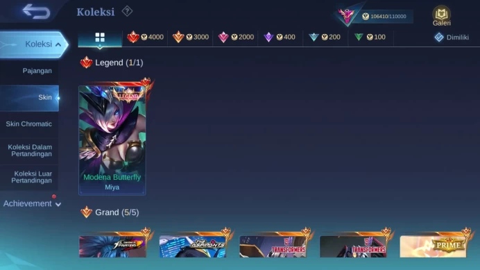 Hero 131|Skin 375|Legend Freya|CC Benedetta|Aspirants Ruby|Transformers Aldous|Luckybox Fanny Haya Kagura Moskov ML952B