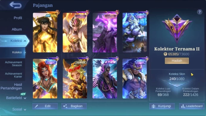 Hero 102 Skin 240 | SaintSaiya Gold Chou, Luckybox Freya+Maskov+Stun Brody+Zodiac Hilda+Badang+Minotour, Joy Sigma etc ML984B
