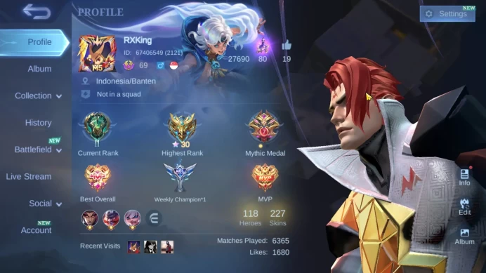 Hero 118 Skin 227 | Prime Yuzhong | Zodiac Lunox | Kof Karina | Seiya Badang ~ ML1116B