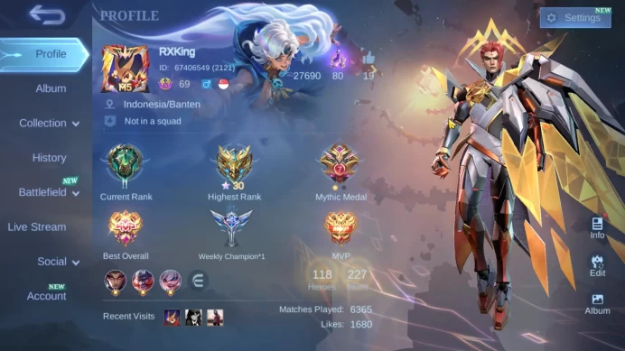 Hero 118 Skin 227 | Prime Yuzhong | Zodiac Lunox | Kof Karina | Seiya Badang ~ ML1116B