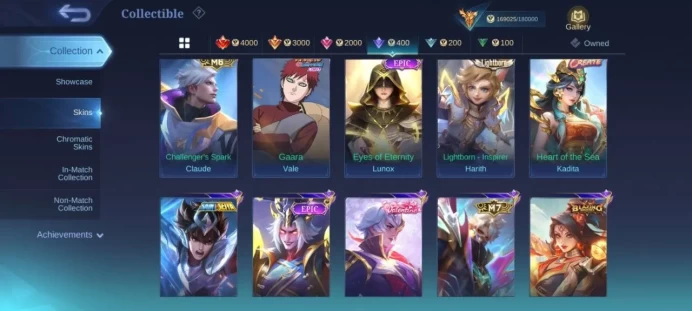 ML45//Rank Mythic Level 97 Winrate 52% Heroes 132 Skins 451