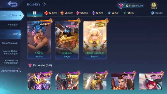 Hero 132 Skin 316 | Legend Franco | Prime Beatrix | Collector Yuzhong | Luckybox Kimmy, Chou | Stunt Selena check ss ML1136B