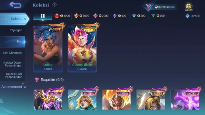 Hero 103 Skin 276 | Prime Claude | Luckybox Lance, Claude, Moskov, Eudora, Saber, Freya | Colelctor Badang check ss ML1144B