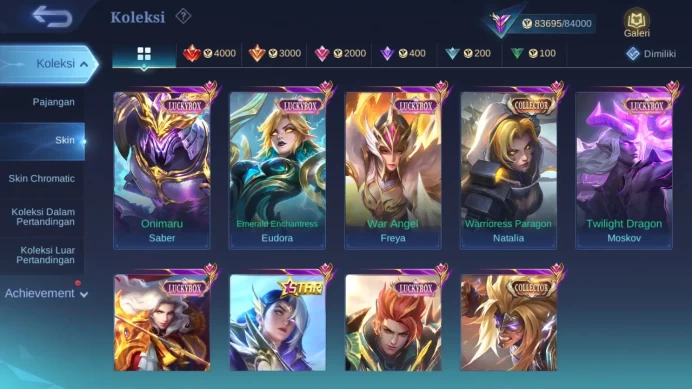 Hero 103 Skin 276 | Prime Claude | Luckybox Lance, Claude, Moskov, Eudora, Saber, Freya | Colelctor Badang check ss ML1144B