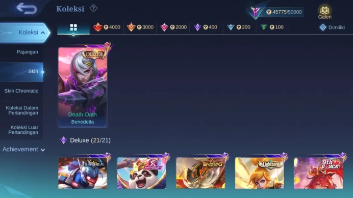 Hero 110 Skin 188 | Collector Benedetta | KOF Karina | Transfor Roger | Lightborn Fanny | Dtamer Kimmy, Ling check ss ML1147B