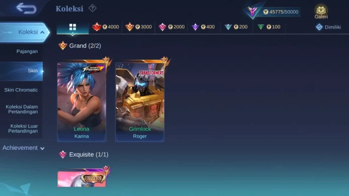 Hero 110 Skin 188 | Collector Benedetta | KOF Karina | Transfor Roger | Lightborn Fanny | Dtamer Kimmy, Ling check ss ML1147B