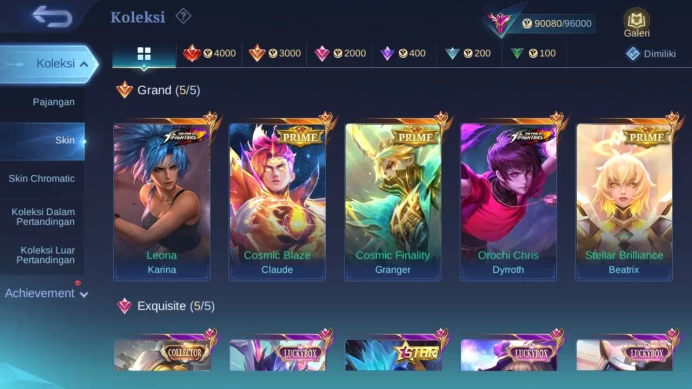 Hero 131 Skin 319 | KOF Dyrroth | Prime Granger, Beatrix, Claude | Luckybox Karrie, Change, Kimmy | Zodiac 6 skin check ML1159B