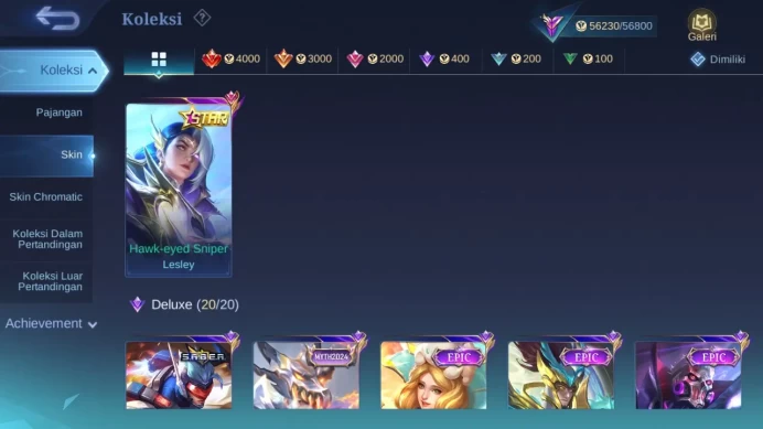 Hero 131 Skin 269 | Zodiac Helcurt | Lightborn Harith | Annual Lesley | Epic Roger, Lunox | Dtamer Ling ML1173B