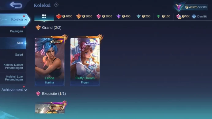 Hero 122 Skin 206 | Champion Joy | KOF Karina | CC Nata | Sanrio Floryn | Lightborn Fanny | M7 Granger check ss ML1188B