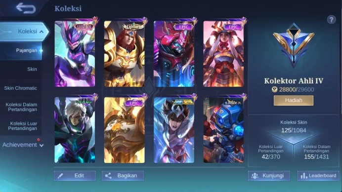HERO 73, SKIN 126 lB karrie, saber cyclops, venom GS, dragon Kimmy, Saint saya badnag, rising Uranus, msc claude ML1195B