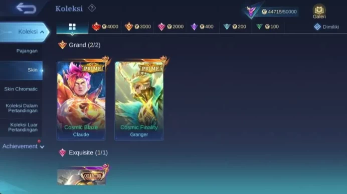 hero 115 , skin 181 prime granger, prime claude, rising lolita, rising uranus, summer claude, create granger  ML1213B