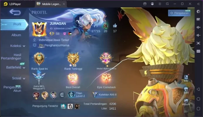 Hero 87|Skin 174|Sanrio Angela-Floryn,Lightborn Granger,Spongebob Cyclop,Epic Leomord,Saint Badang,Champ Joy|Check SS|ML1220B