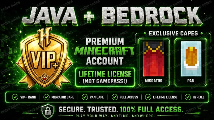 (Migrator + Pan Cape. Hypixel VIP+) Account from 03-Feb-2021. Microsoft account with mail.