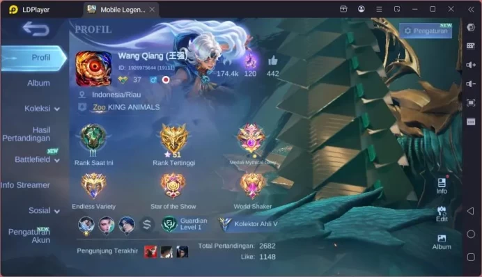 Hero 61|Skin 87|KOF Karina,Prime Granger,Saint Badang,PAce Fanny,Epic Belerick,Mystic Lesley,Venom Harley|Check SS|ML1234B
