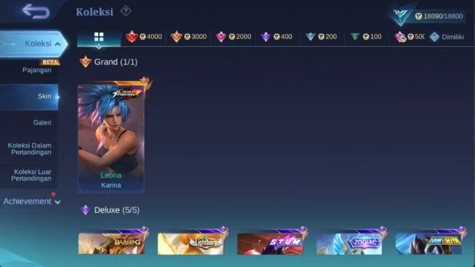 hero 77 skin 99 kof karina, stun chou, lightborn fanny, zodiac lance, saint saya badang, summer claude starlight selena ML1245B