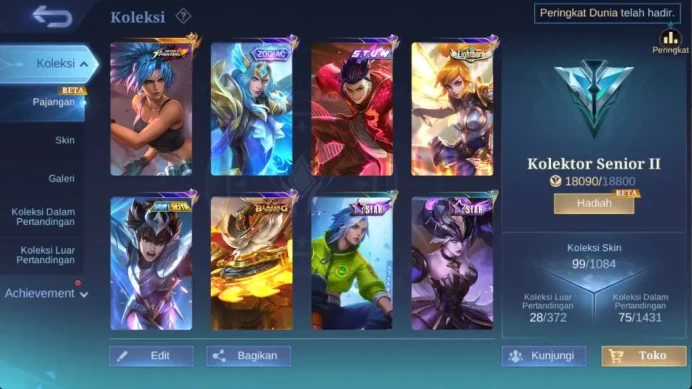hero 77 skin 99 kof karina, stun chou, lightborn fanny, zodiac lance, saint saya badang, summer claude starlight selena ML1245B