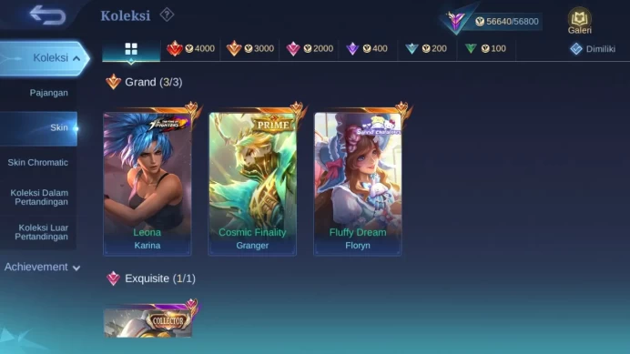 Hero 132 Skin 237 | Prime Granger | KOF Karina | Sanrio Floryn | CC Natalia | Lunar Sun | Zodiac Martis Check ss ML1255B