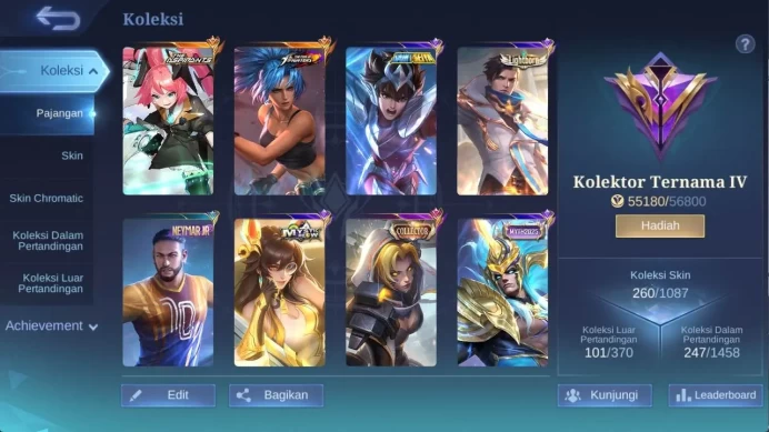 hero 131 skin 250+ aspirant LAYLA, valentine fanny, venom GS, dragon ling, saber freya, blazing Aldous, msc claude ML1280B