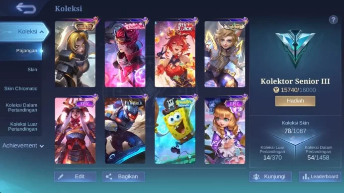HERO 50+ SKIN 70+ valentine claude, lightborn harrith, dragon estes, special ling, starlight irithel ML1304B