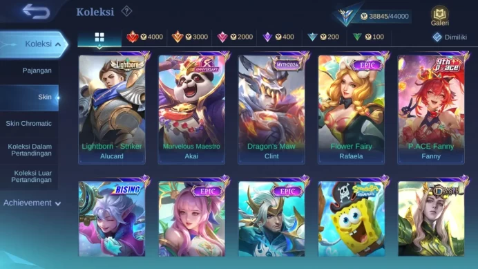 Hero 114 Skin 179 | Luckybox Selena | CC Natalia | Lightborn Alucard | Seiya Badang | Epic Roger Limit check ss ML1327B