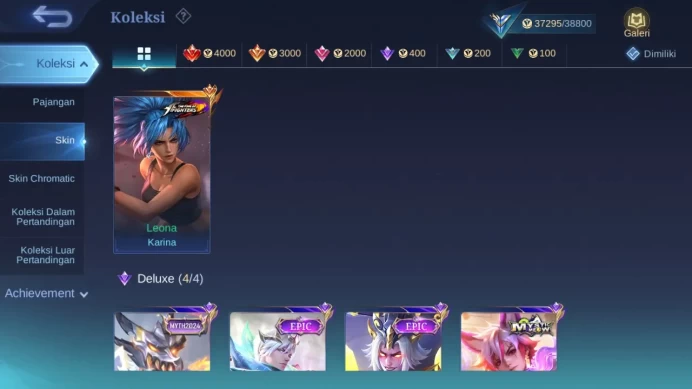 Hero 132 Skin 213 | KOF Karina | Epic Gusion, Khufra | Meow Julian | 515 Zilong, Harith | MPL Brody check ss ML1334B
