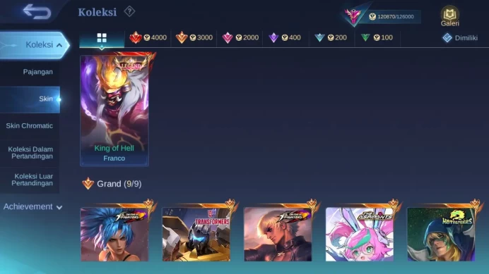 Hero 132 Skin 364 | Legend Franco | KOF Gusion, Dyrroth, Paquito | Aspirant Change | Luckybox 9 check ss ML1340B