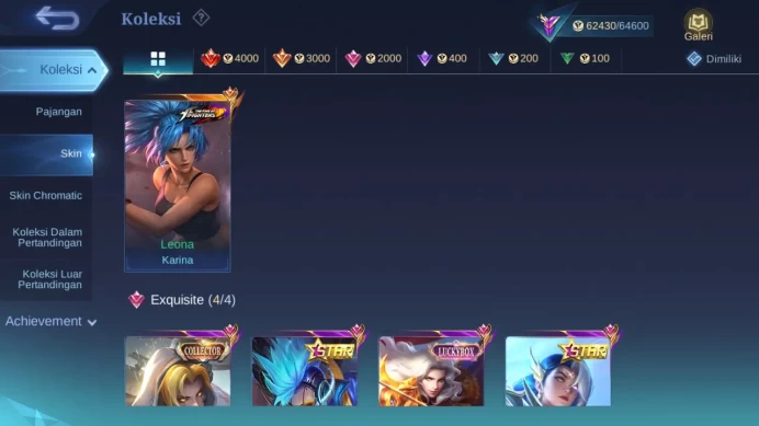 Hero 131 Skin 277 | KOF Karina | Luckybox Lance | Annual Lesley, Karrie | CC Nata | Dtamer Kimmy, Ling | Seiya Badang ML1353B