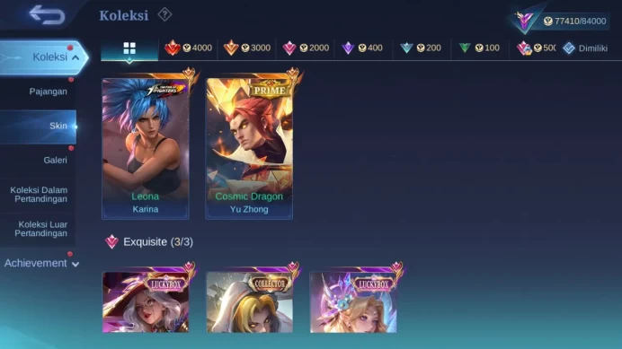 Hero 128 Skin 326 | Prime Yuzhong | Luckybox Alice, Lunox | CC Natalia | Epic Gord, Moskov Check ss ML1368B