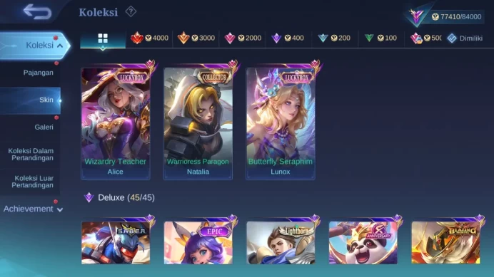 Hero 128 Skin 326 | Prime Yuzhong | Luckybox Alice, Lunox | CC Natalia | Epic Gord, Moskov Check ss ML1368B