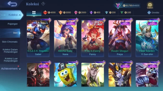 Hero 132 Skin 272 | KOF Karina | Transformers Roger | Sanrio Floryn | Zodiac Helcurt | Spongebob ML1371B