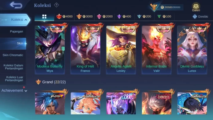 Hero 132 Skin 576|5Legend|4 Exo|Aspi 4|11.11 Haya|11 GS|Abyss Sele|11 Thamuz|Kof Masha|Soul Aamon|JJK Yin|CCYss|CCBenetML1384B