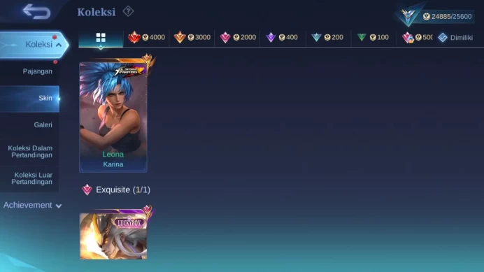 Hero 77 Skin 113 | KOF Karina | Luckybox Martis | Seiya Badang | Gaara | Epic Karrie | Meow Julian, Lesley check ss ML1386B