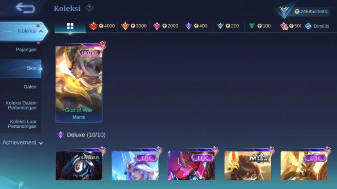 Hero 77 Skin 113 | KOF Karina | Luckybox Martis | Seiya Badang | Gaara | Epic Karrie | Meow Julian, Lesley check ss ML1386B