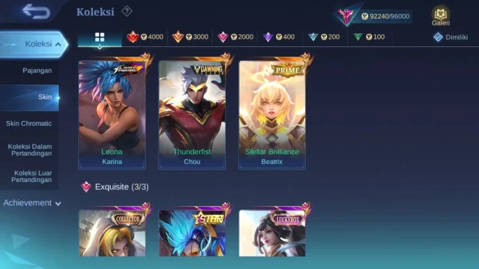 Hero 132 Skin 369 | Dawning Chou | Prime Beatrix | Luckybox Guin | Annual Karrie | Zodiac Irithel | Mworld Wanwan ML1400B