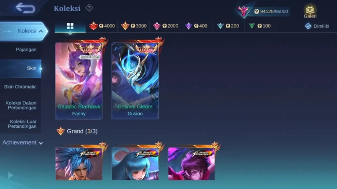 Hero 132 Skin 334 | Legend Fanny, Gusion | KOF Aurora, Dyrroth | CC Jawhead, Gusion | Luckybox 5 check ss ML1401B