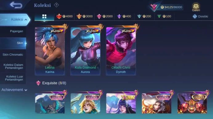 Hero 132 Skin 334 | Legend Fanny, Gusion | KOF Aurora, Dyrroth | CC Jawhead, Gusion | Luckybox 5 check ss ML1401B