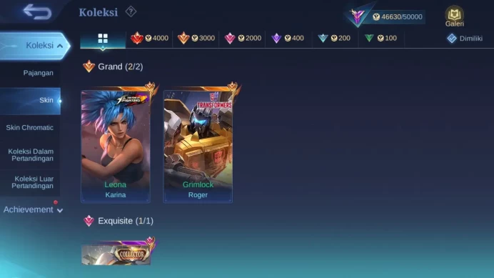 Hero 132 Skin 217 | CC Natalia | Lightborn Tigreal | Mworld Yin | Valentine Claude | Create Kadita | KOF Karina ML1408B