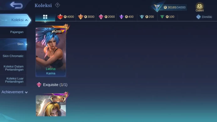 Hero 101 Skin 141 | KOF Karina | CC Natalia | Dtamer Valir, Masha | Seiya Badang | Valentine Fanny | Saber Cyclops ML1409B
