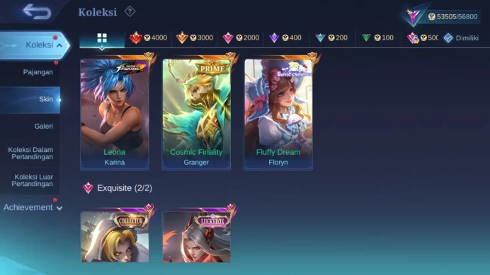 Hero 123 Skin 209 | Prime Granger | LuckyB Leomord | Sanrio Floryn | KOF Karina | Zodiac Helcurt, Badang | Champion Joy ML1410B
