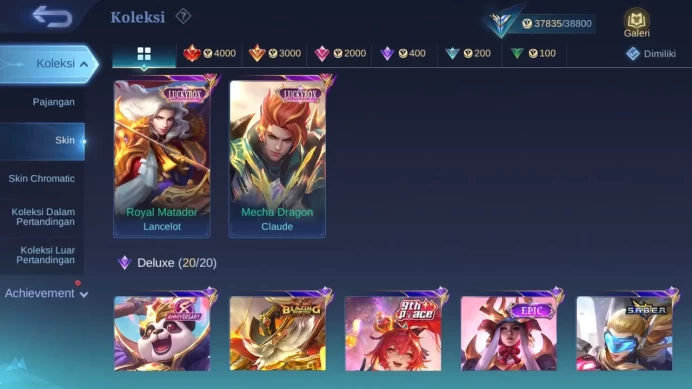 Hero 87 Skin 124 | Prime Granger | Luckybox Claude, Lance | KOF karina | Create Kadita | Seiya Badang ML1411B