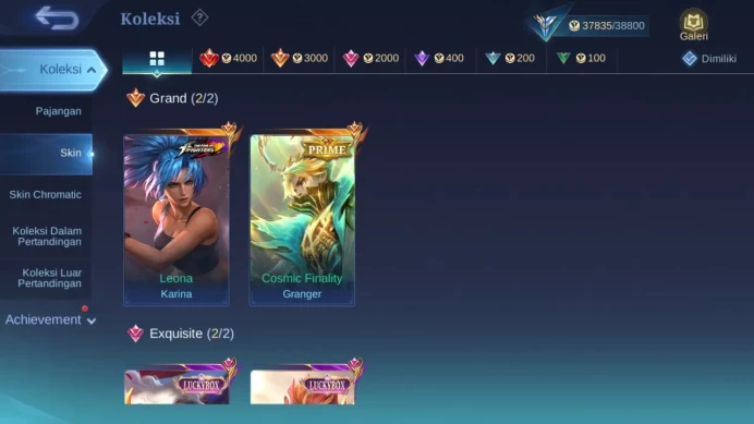Hero 87 Skin 124 | Prime Granger | Luckybox Claude, Lance | KOF karina | Create Kadita | Seiya Badang ML1411B