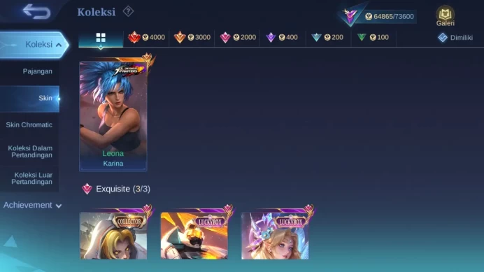 Hero 120 Skin 275 | KOF Karina | Luckybox Lunox, Gatot | Zodiac Lunox | Epic Selena | Seiya Badang check ss ML1412B