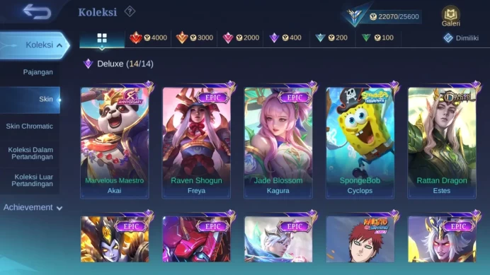 Hero 65 Skin 125 | Epic Gusion, Irithel | Dtamer Masha | Meow Julian | Gaara | Blazing Esme check ss ML1413B