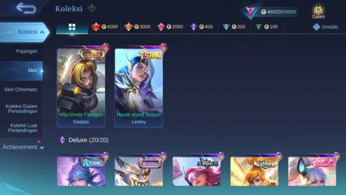 Hero 132 Skin 221 | Annual Lesley | CC Nata | Atomic Miya | Sparkle Fredrinn | Seiya Badang | Lightborn Fanny check ss ML1416B