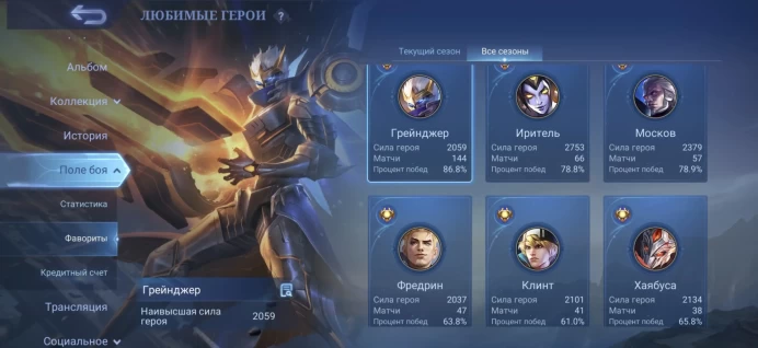 ML152//Level 30 134 Skins Mythic Legendary Granger Collector Arlot Brody Sasuke Sue Neobeast Ling