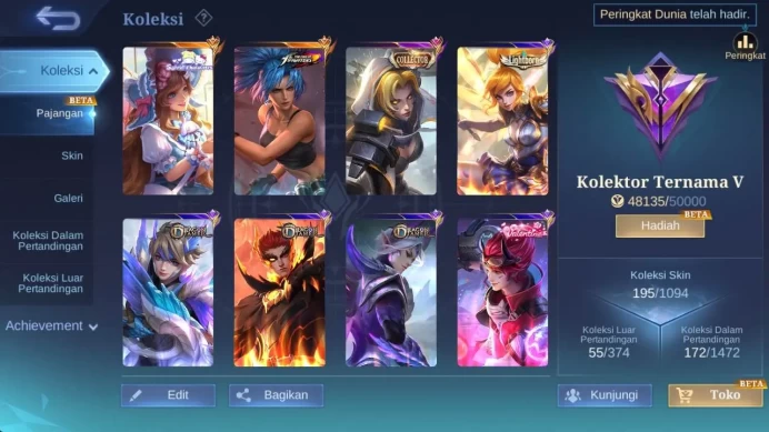 Global|Hero 103,Skin 195,rising loli,venom GS,Valentine claud,saiya badang,Dtamer ling,Summer Haya,starlight fanny renow ML1587B